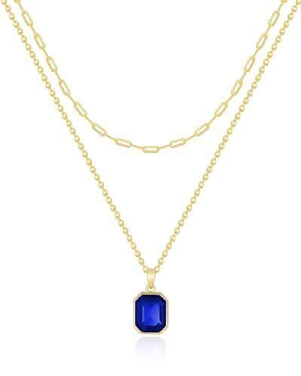 7482 Gold Layered Necklaces , 18k Gold Plated Crystal Necklace Paperclip
